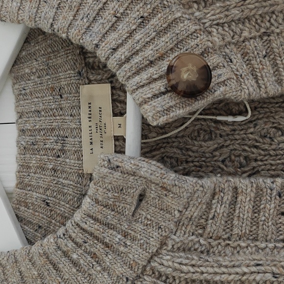 Sezane Andina Cardigan In Oatmeal Beige, Medium - Picture 5 of 13